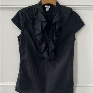 Merona Black Ruffled Cap Sleeve Cotton Blouse